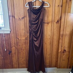 SHEIN Elegant Brown Evening Gown - Long - Off the Shoulder - Size Medium or 6